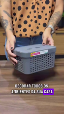 Kit 6 Caixa Organizadora com Tampa 17 L 4,5 L 2 L Cesto Grande em Plástico para Organização