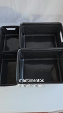Kit Até 5 Caixas Organizadoras com Tampa Cesto Grande Plástico Resistente Multiuso Preto 2L 6L 16L