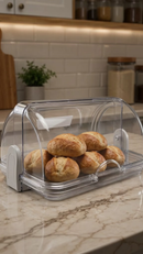 Porta Pão Cristal Armazenador Com Tampa Articulável Profissional Para Pães Bolos Mesa 30x20cm