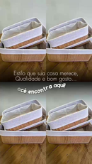 Vittak Kit 3 Cestos de Bambu Conjunto c/ Tecido Forro em Algodão Cesto Organizador Multiuso