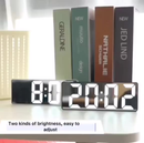 Relógio Despertador Digital De Mesa 16X2.5X6cm Alarme Temperatura Pilha AAA Usb Preto Com Led