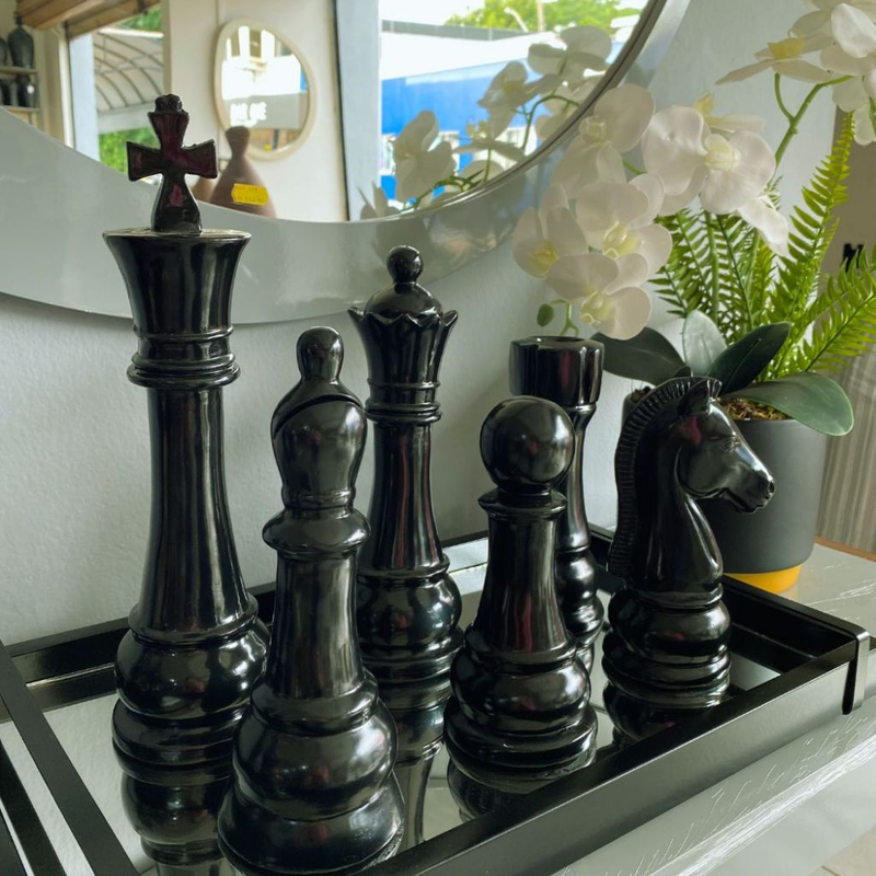 Escultura decorativas Peças do Xadrez Kit 6pçs do Xadrez Luxo Escritório Casa Rack