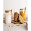 Kit 3 Potes de Vidro Herméticos 400ml com Tampa de Bambu