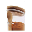 Kit 3 Pote De Vidro Hermético Tampa De Bambu 400ml Com Colher De Bambu