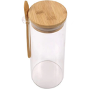 Kit 3 Pote De Vidro Hermético Tampa De Bambu 400ml Com Colher De Bambu