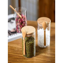 Kit 3 Pote De Vidro Hermético Tampa De Bambu 400ml Com Colher De Bambu