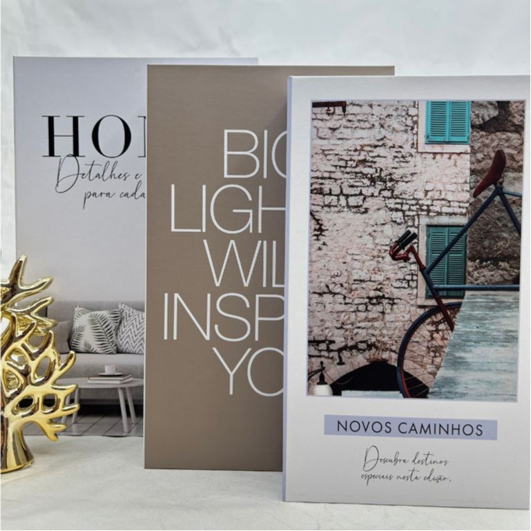 Kit 3 Caixas Livro Decorativas Organizadoras