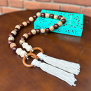 Colar Decorativo De Mesa em Madeira Cordão para Bandeja Sala Estilo Boho ( mede 1.08 a 1.10 m aproximadamente)