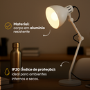 Luminária de Mesa para Quarto Lumix Modelo Pixar 25W E27 Abajur Articulado Bivolt Branco Preto Rosa e Azul Alut By Avant