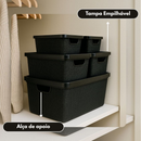 Kit Até 5 Caixas Organizadoras com Tampa Cesto Grande Plástico Resistente Multiuso Preto 2L 6L 16L