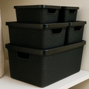 Kit Até 5 Caixas Organizadoras com Tampa Cesto Grande Plástico Resistente Multiuso Preto 2L 6L 16L