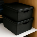 Kit Até 5 Caixas Organizadoras com Tampa Cesto Grande Plástico Resistente Multiuso Preto 2L 6L 16L