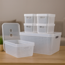 Kit 6 Caixa Organizadora com Tampa 17 L 4,5 L 2 L Cesto Grande em Plástico para Organização