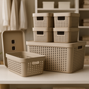 Kit 6 Caixa Organizadora com Tampa 17 L 4,5 L 2 L Cesto Grande em Plástico para Organização