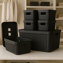 Kit 6 Caixa Organizadora com Tampa 17 L 4,5 L 2 L Cesto Grande em Plástico para Organização