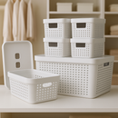 Kit 6 Caixa Organizadora com Tampa 17 L 4,5 L 2 L Cesto Grande em Plástico para Organização