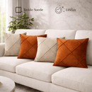 Kit 04 Almofadas Cheias em Suede Drapeada 45x45cm Decorativas Sala Quarto Sofá