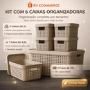 Kit 6 Caixa Organizadora com Tampa 17 L 4,5 L 2 L Cesto Grande em Plástico para Organização