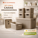 Kit 6 Caixa Organizadora com Tampa 17 L 4,5 L 2 L Cesto Grande em Plástico para Organização