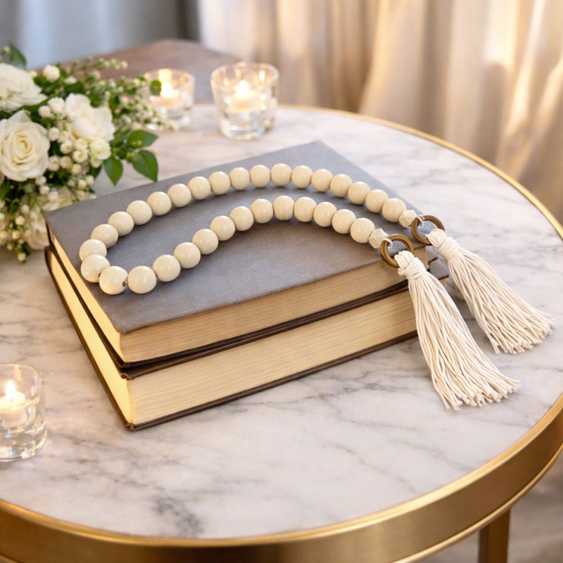 Colar Decorativo de Mesa em Madeira Natural – Estilo Boho