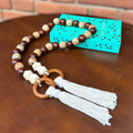 Colar Decorativo de Mesa em Madeira Natural – Estilo Boho