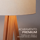Luminária Chão Tripé Madeira Cúpula Abajur Sala Quarto Escritório Moderna Elegante Decorativa