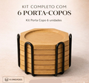Kit Porta-Copos de Bambu com Suporte Metálico