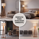 Luminária Chão Tripé Madeira Cúpula Abajur Sala Quarto Escritório Moderna Elegante Decorativa