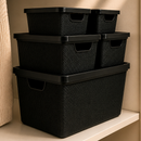 Kit Até 5 Caixas Organizadoras com Tampa Cesto Grande Plástico Resistente Multiuso Preto 2L 6L 16L