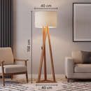 Luminária Chão Tripé Madeira Cúpula Abajur Sala Quarto Escritório Moderna Elegante Decorativa