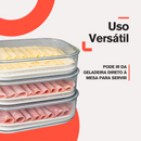 Kit Porta Frios Plástico Transparente com Tampa Pote Presunto Queijo 1L
