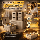 Kit 6 Caixa Organizadora com Tampa 17 L 4,5 L 2 L Cesto Grande em Plástico para Organização