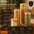Kit Potes Herméticos Electrolux Porta Mantimentos com Tampa de Bambu para Cozinha