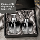 Kit 02 Vidros Estrela Degrade Preto Banheiro 280ml Sabonete E Difusor + Enfeite Luxo