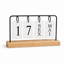 Calendário de Mesa Permanente em MDF – Decorativo Preto e Dourado