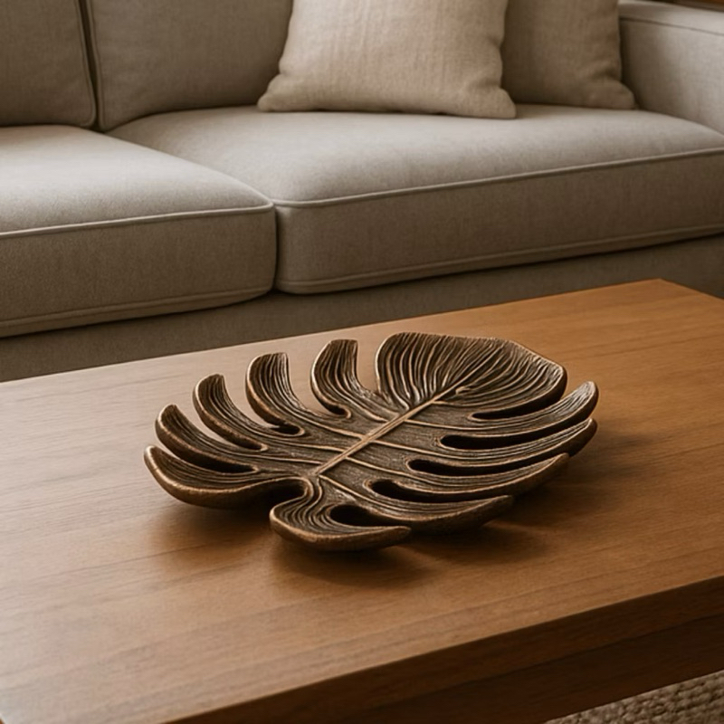 Centro de Mesa Folha Vazada Luxo | Bandeja Decorativa Organizadora