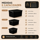 Kit Até 5 Caixas Organizadoras com Tampa Cesto Grande Plástico Resistente Multiuso Preto 2L 6L 16L