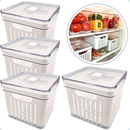 Kit Organizador de Geladeira Clear com Tampa e Cesto de Drenagem