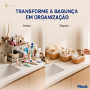 Vittak Kit 3 Cestos de Bambu Conjunto c/ Tecido Forro em Algodão Cesto Organizador Multiuso