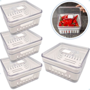 Kit Organizador de Geladeira Clear com Tampa e Cesto de Drenagem