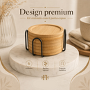 Kit Porta Copos De Bambu 4 E 6 Unidades Com Suporte Redondo E Octogonal Premium Decorativo Elegante