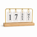Calendário de Mesa Permanente em MDF – Decorativo Preto e Dourado