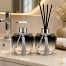 Kit 02 Vidros Estrela Degrade Preto Banheiro 280ml Sabonete E Difusor + Enfeite Luxo