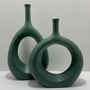 Dupla Vaso Garrafa Vazado em Cerâmica Decoração Sala Casa 35cm