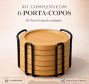 Kit Porta-Copos de Bambu com Suporte Metálico