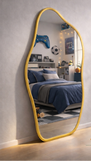Espelho Orgânico 120x50 e 80x40 Com Moldura EM COURO Corpo Inteiro Moderno Luxo
