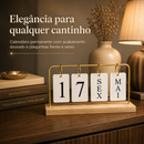 Calendário de Mesa Permanente com Plaquinhas Decorativo Luxo em Madeira Dourado Preto para Escritório Casa
