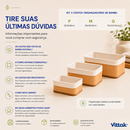 Vittak Kit 3 Cestos de Bambu Conjunto c/ Tecido Forro em Algodão Cesto Organizador Multiuso