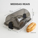 Porta Pão Cristal Armazenador Com Tampa Articulável Profissional Para Pães Bolos Mesa 30x20cm