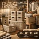 Kit 6 Caixa Organizadora com Tampa 17 L 4,5 L 2 L Cesto Grande em Plástico para Organização